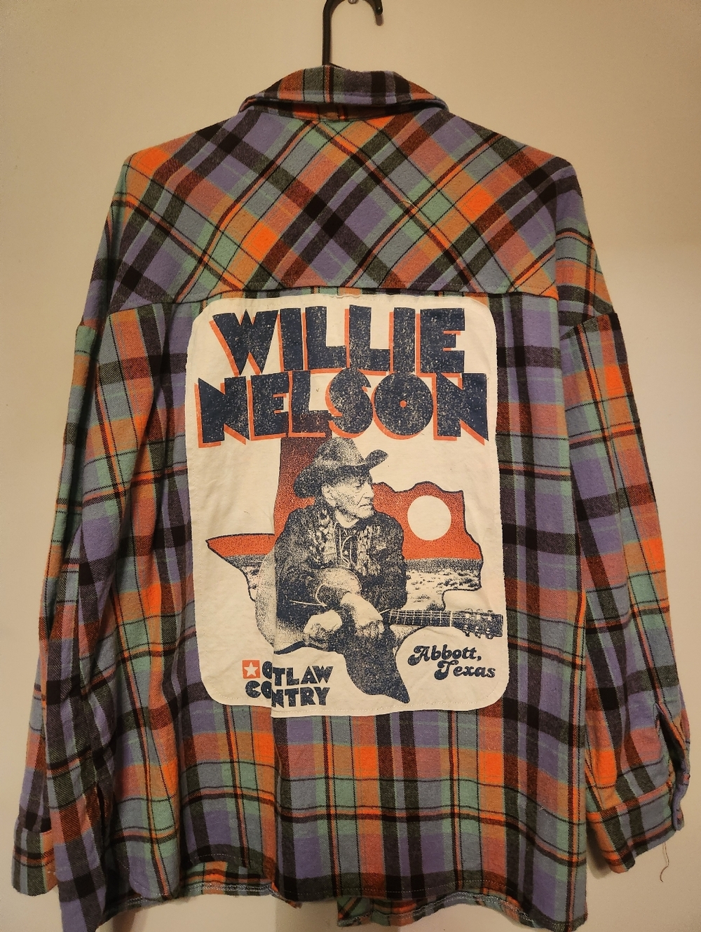 Upcycled Flannel, Willie Nelson Graphic